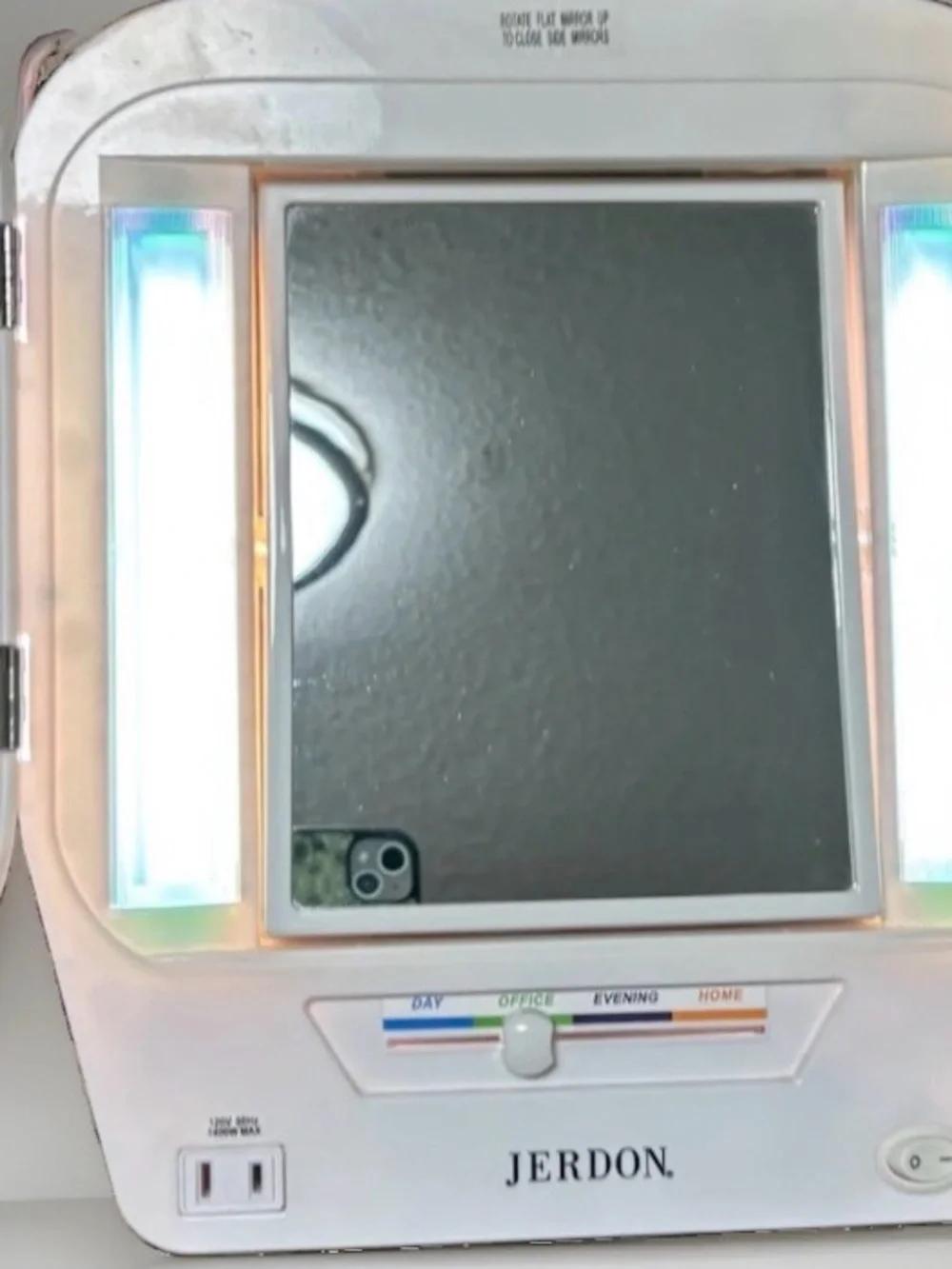Vintage Jerdon Euro Tri-Fold Lighted Vanity Makeup Mirror 5x magnify 4 Settings